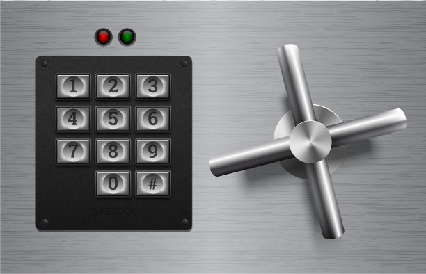 逼真的安全锁金属元素拉丝金属图片下载