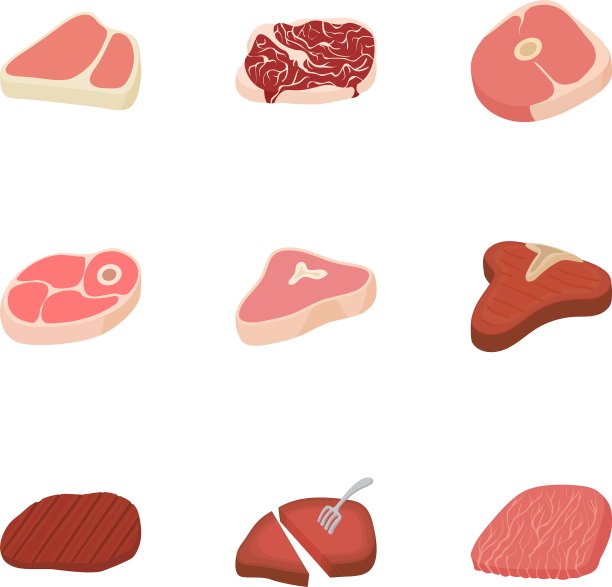 小牛肉图标设置卡通风格图片下载