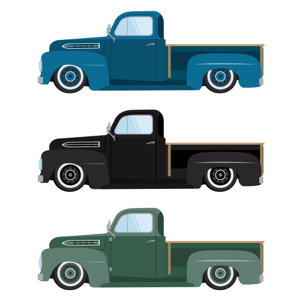 复古颜色的汽车孤立图片下载