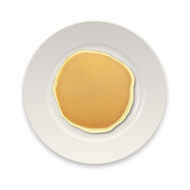 逼真的煎饼在一个白色盘子的特写图片下载