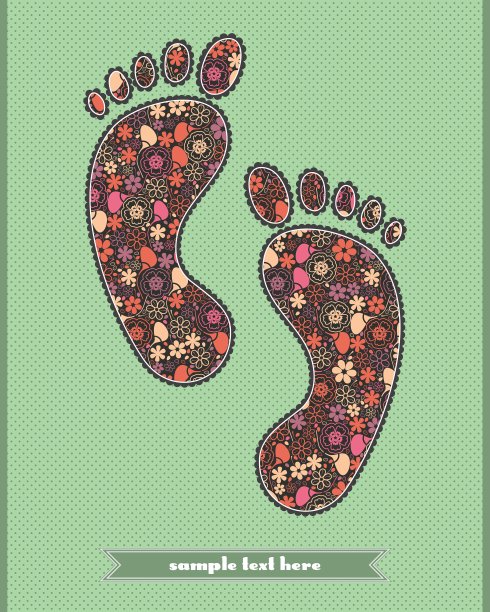 脚印上的花卉成分图片下载
