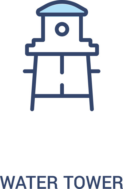 水塔概念2彩色图标简单线条图片下载