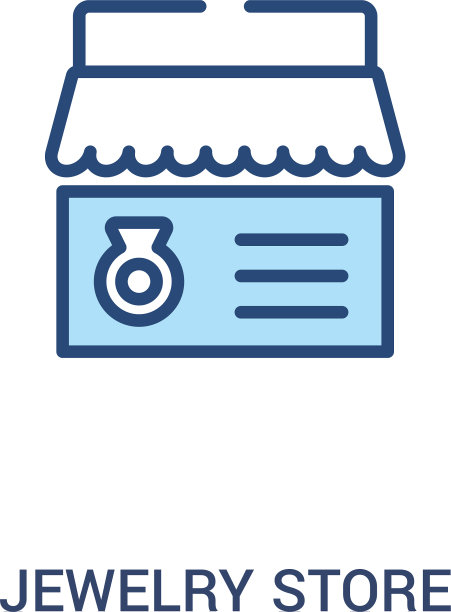 珠宝店概念2彩色图标简约线条图片下载