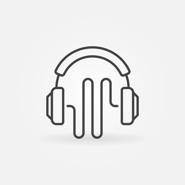 带有声波图标的简约耳机图片下载