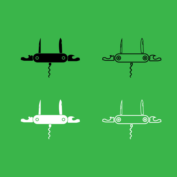 小折刀或口袋刀图标黑白图片下载