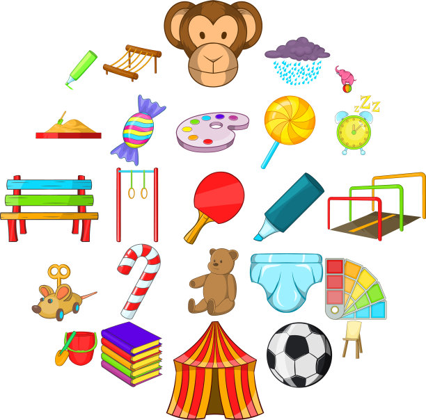 校园图标设置卡通风格图片下载