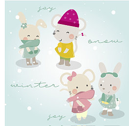 可爱动物冬季主题图片下载