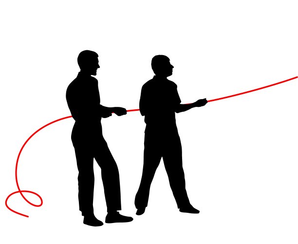 拉绳子的人的黑色剪影图片下载