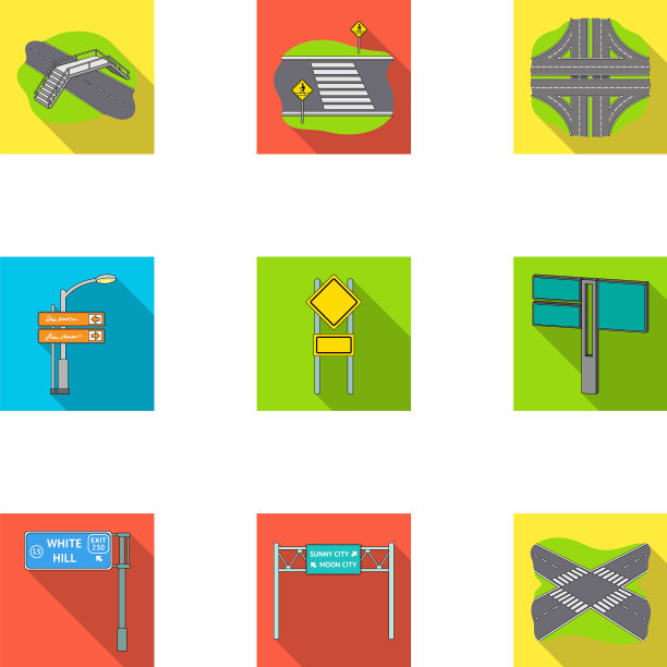 道路路口和标志等网页图标图片下载