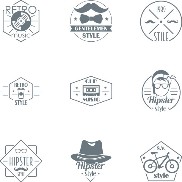 复古潮的标志设置简单的风格图片下载