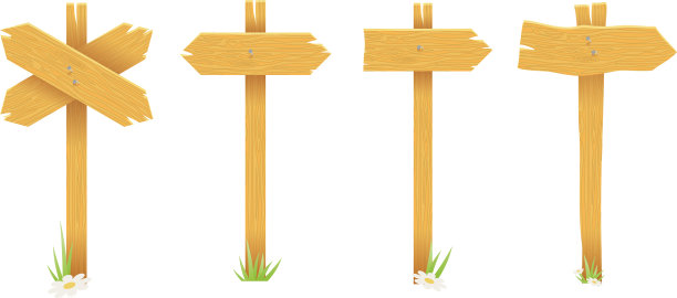 木制的路标、指示牌、箭头标志隔离图片下载
