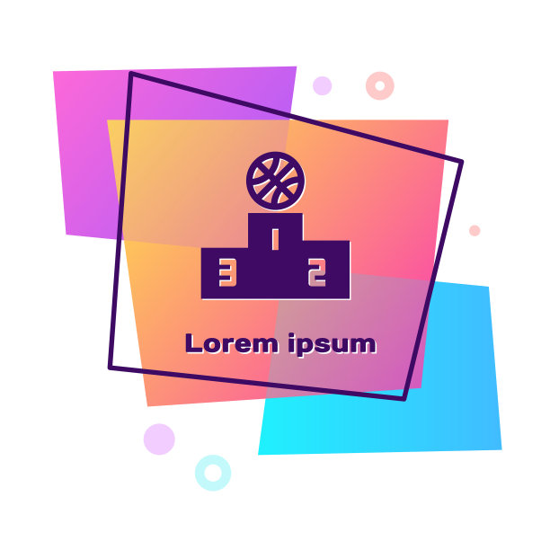 紫色篮球上的体育冠军领奖台图标图片下载