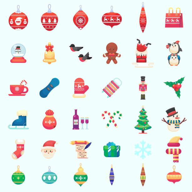 扁平的圣诞新年圣诞图标图片下载