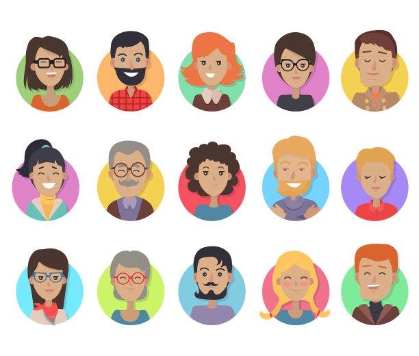 图标设置与微笑的人的不同年龄图片下载