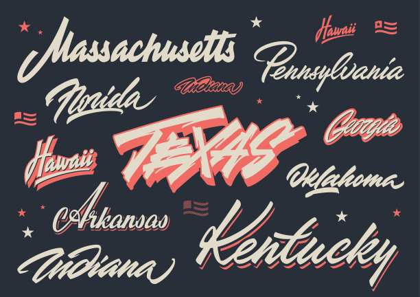 美国各州刷字图片下载