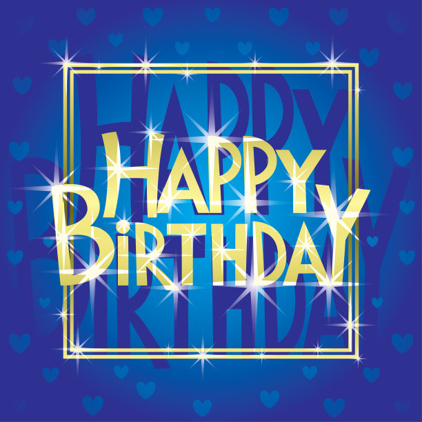 生日快乐蓝色贺卡图片下载