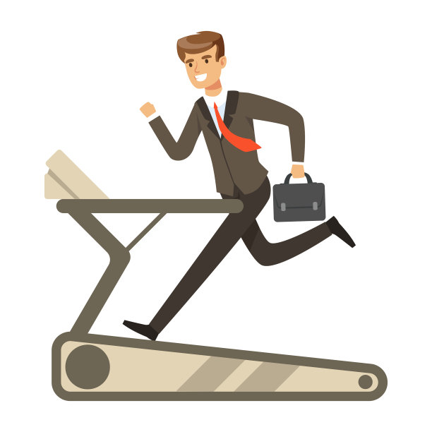 商人在跑步机上跑步图片下载