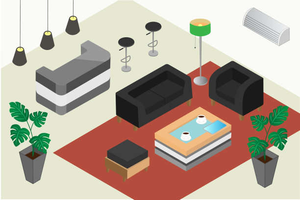 接待处或旅馆的等距设计图片下载