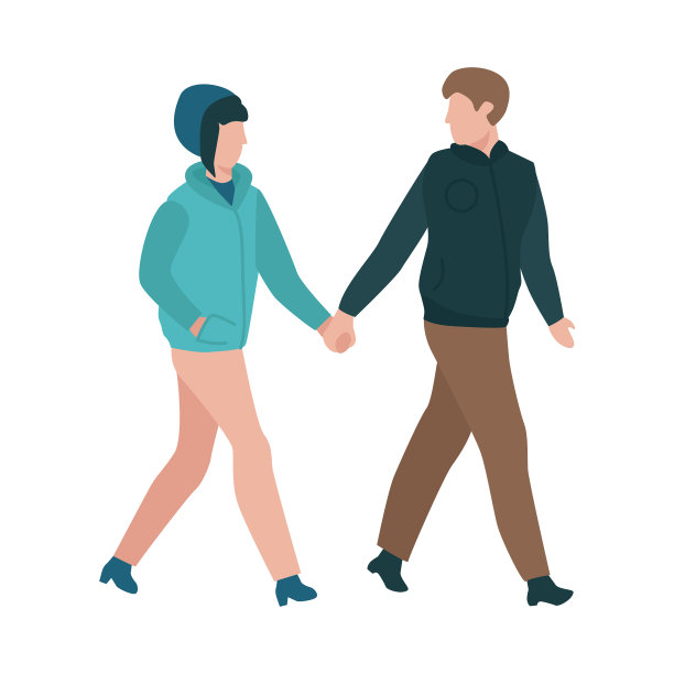 秋天在户外散步的夫妇图片下载