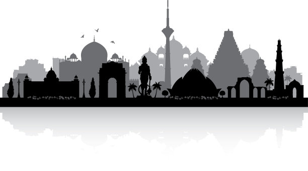 德里印度城市天际线剪影图片下载