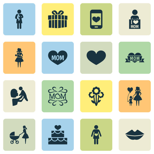 母亲节图标设计概念集16个这样图片下载