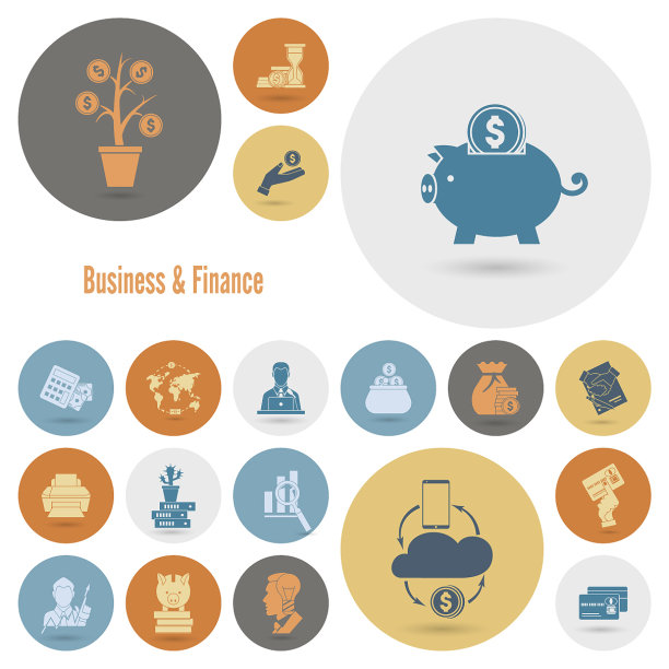 商业和金融图标集图片下载