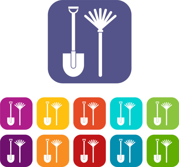 耙和铲图标集图片下载