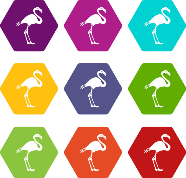 火烈鸟图标设置颜色六面体图片下载