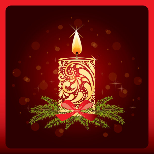 圣诞贺卡和一支蜡烛图片下载