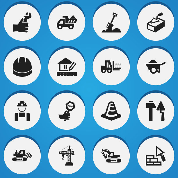 一组16可编辑的建设图标包括图片下载