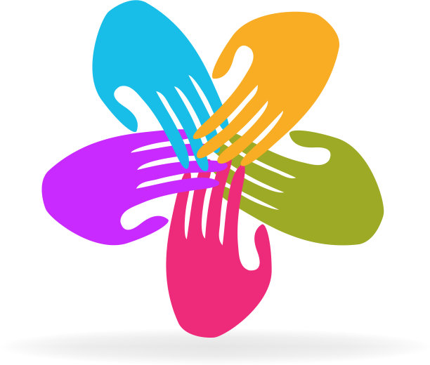 5只手的团队合作图标图片下载