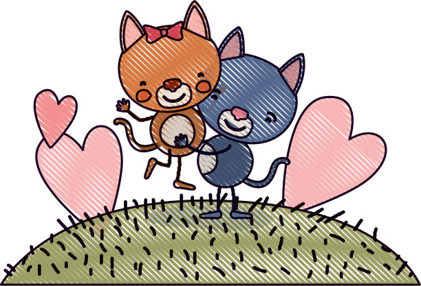 彩色蜡笔剪影景色景观和草地图片下载