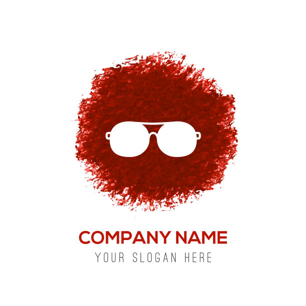 时尚眼镜图标-红色水彩圈图片下载
