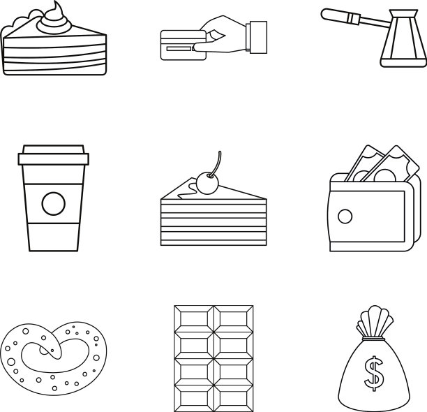 糖果店图标设置轮廓风格图片下载