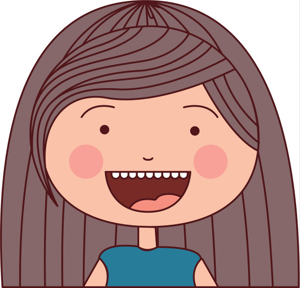 彩色剪影微笑表情卡通一半图片下载