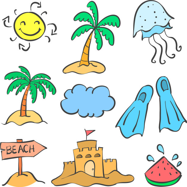 暑假的涂鸦对象图片下载