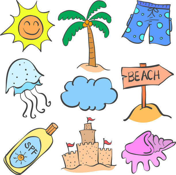 元素夏日套装系列涂鸦图片下载