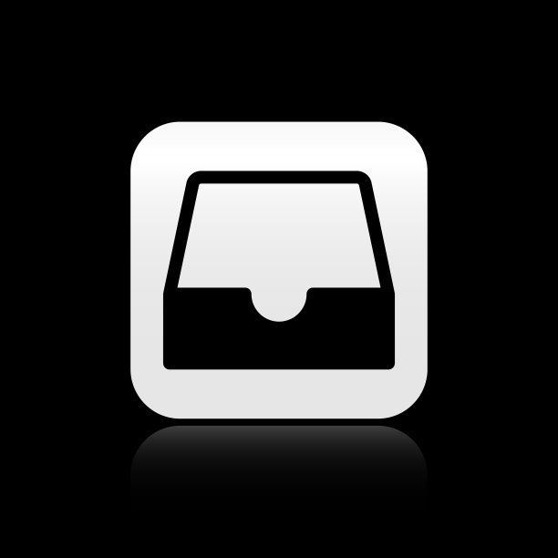 黑色社交媒体收件箱图标孤立在黑色图片下载