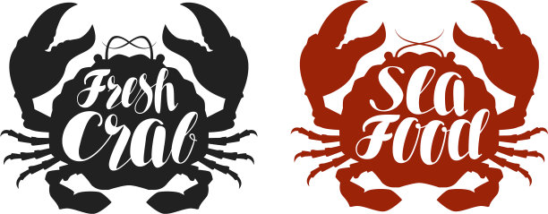 蟹肉标志或标示食品海鲜图标的字母图片下载