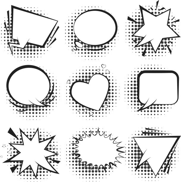 白色复古喜剧演讲气泡与半色调图片下载