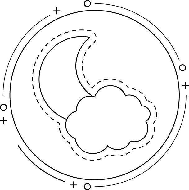在框架圆形中用云补丁月亮图片下载
