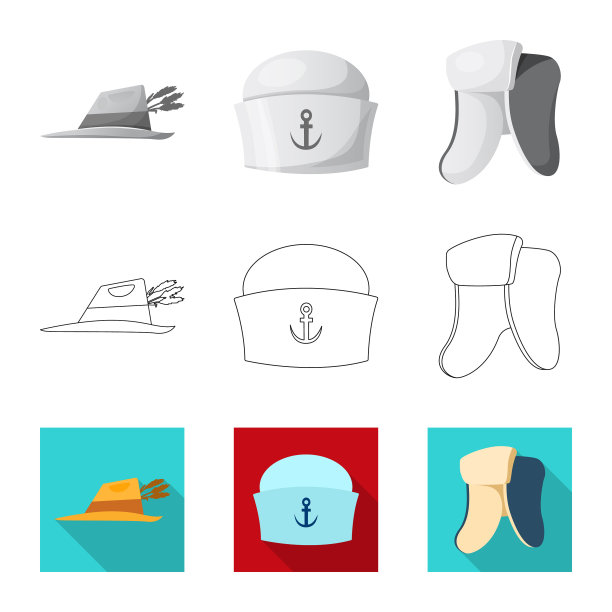 孤立对象的帽子和帽子符号集图片下载