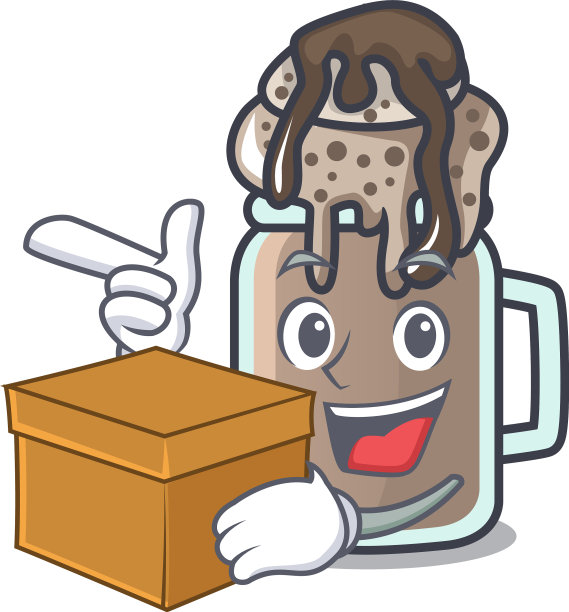 带有卡通人物的盒装奶昔风格图片下载