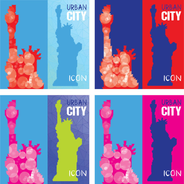 一组四个抽象剪影的雕像图片下载