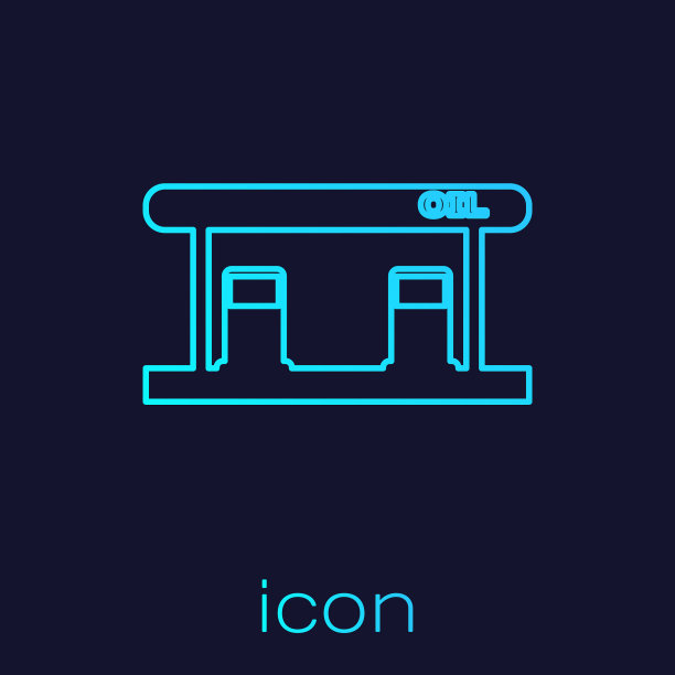 绿松石线加油站图标孤立图片下载