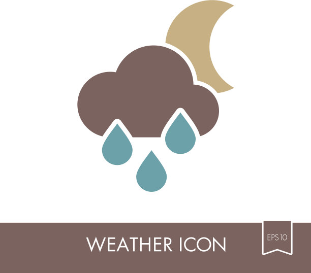 雨云月亮气象天气图标图片下载