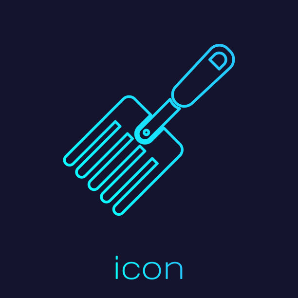 绿松石线花园叉图标孤立在蓝色图片下载