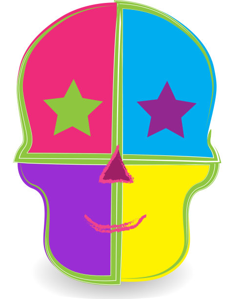 彩色骷髅头微笑图标设计图片下载