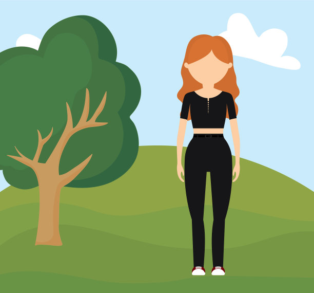 年轻女子山水自然美图片下载