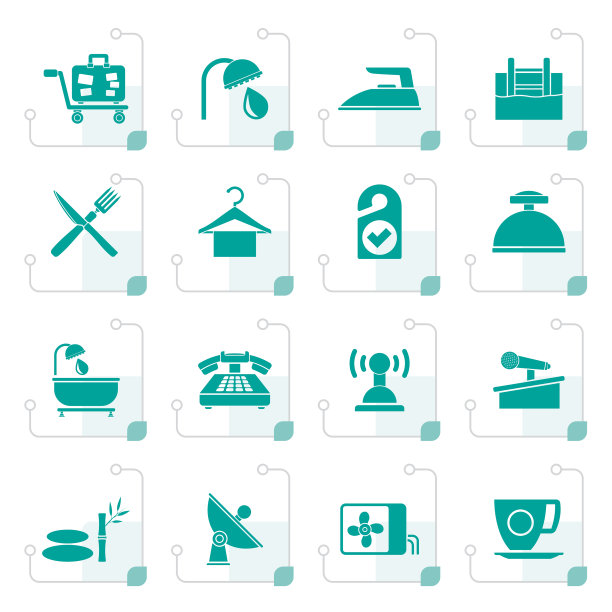 程式化的酒店和汽车旅馆图标图片下载